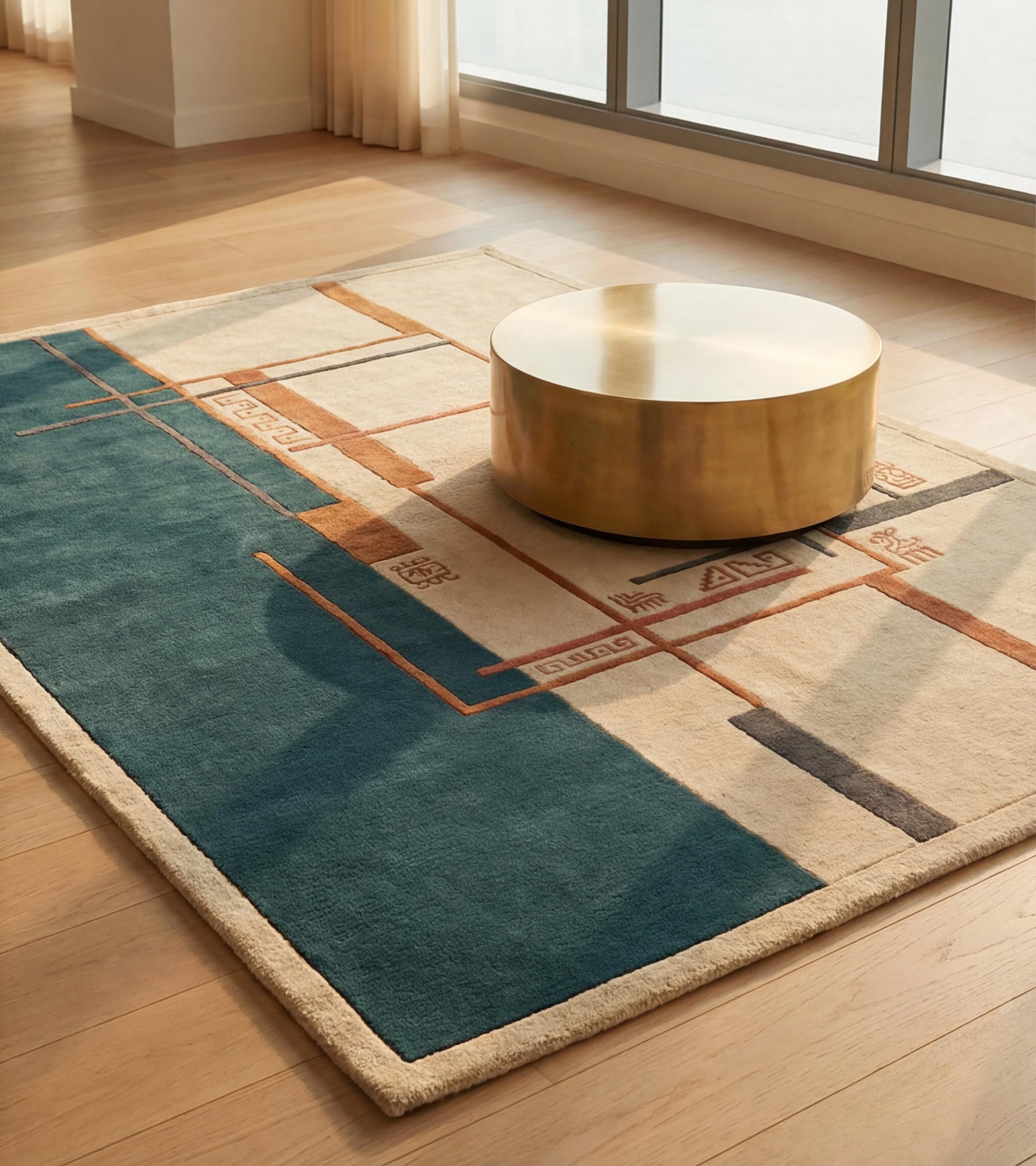 Architect Lines Teal Artisan Rug