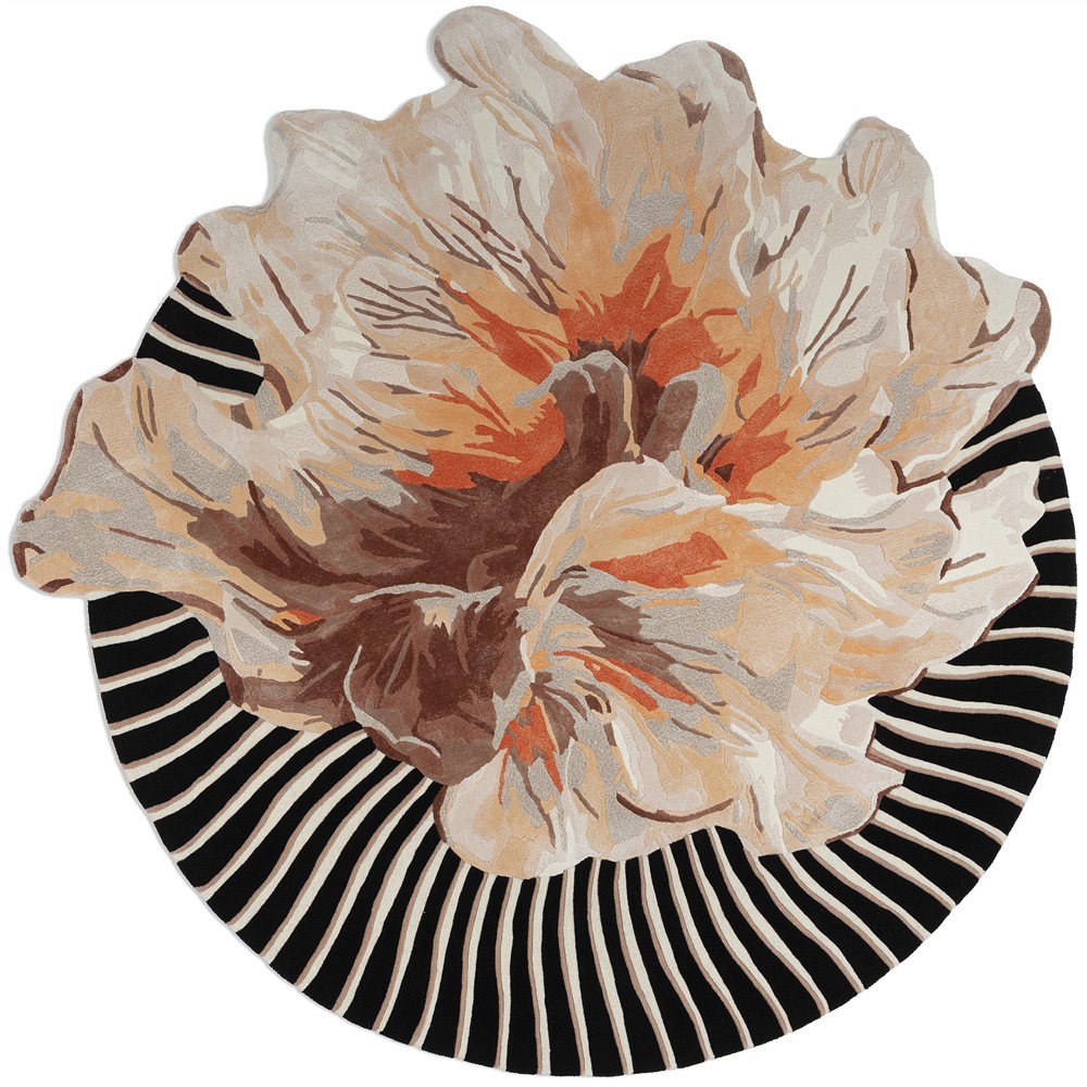 Amber Bloom Hand-Crafted Round Rug