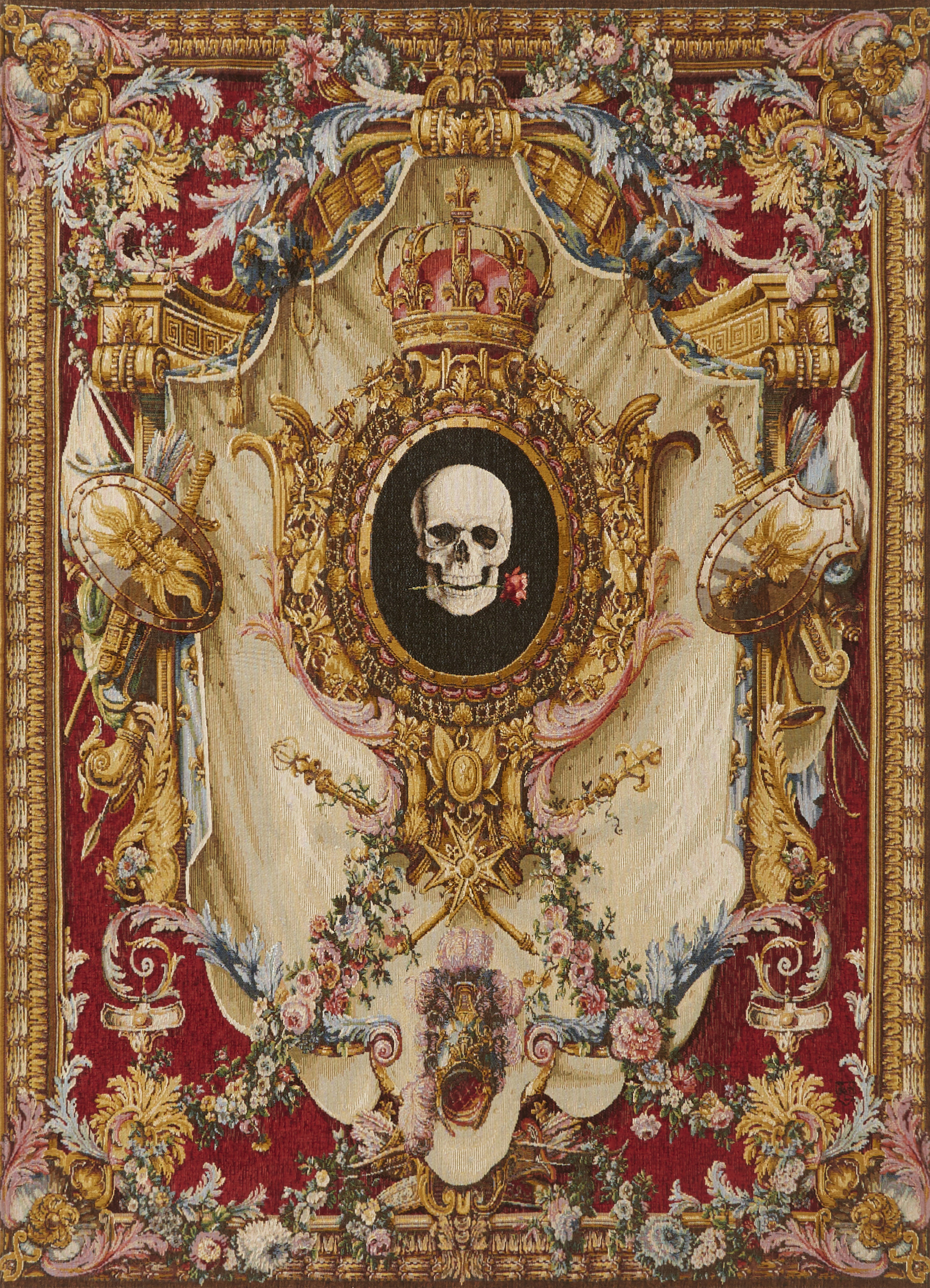 Coat of Arms and Skull Tapestry | Size: 110 × 150 cm