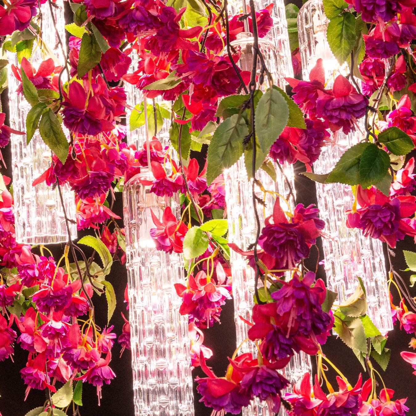 Pink Cascade Square Italian Chandelier