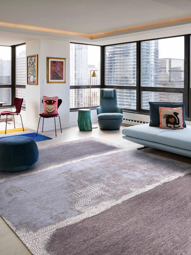 Grey Light Blue Rug | Size: 183 × 274 cm