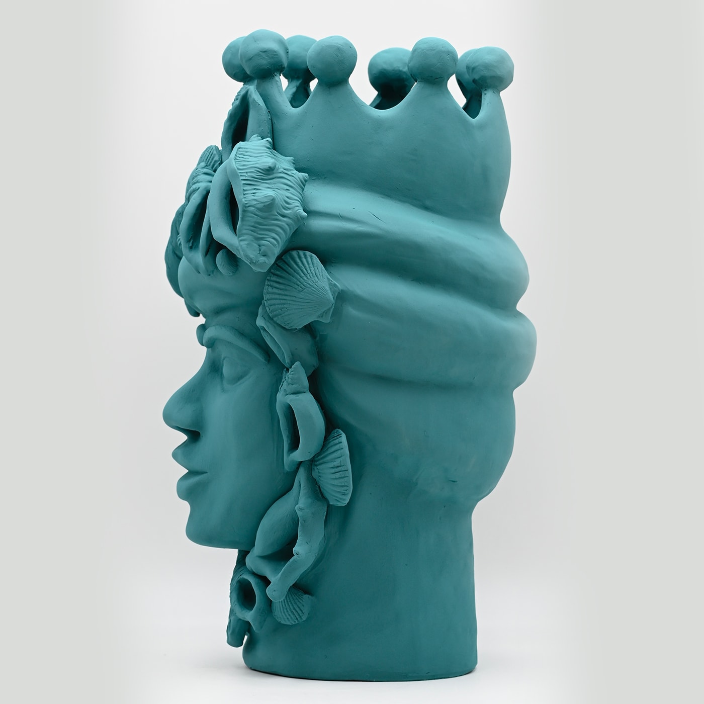 Moor's Head Teal Handmade Sculpture