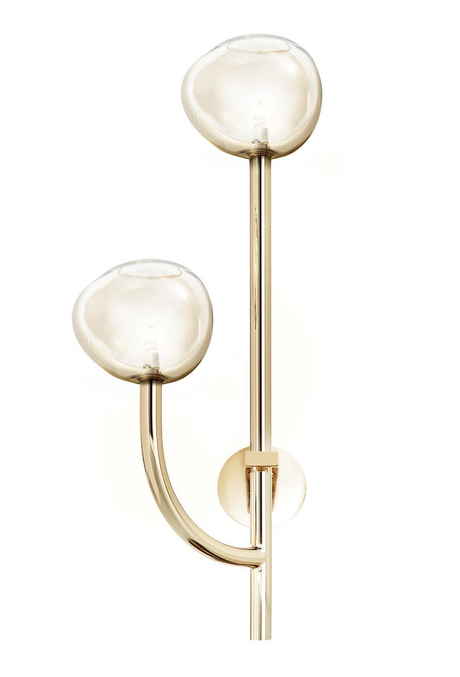 Honey Glass 2-Light Wall Lamp in Soft Gold