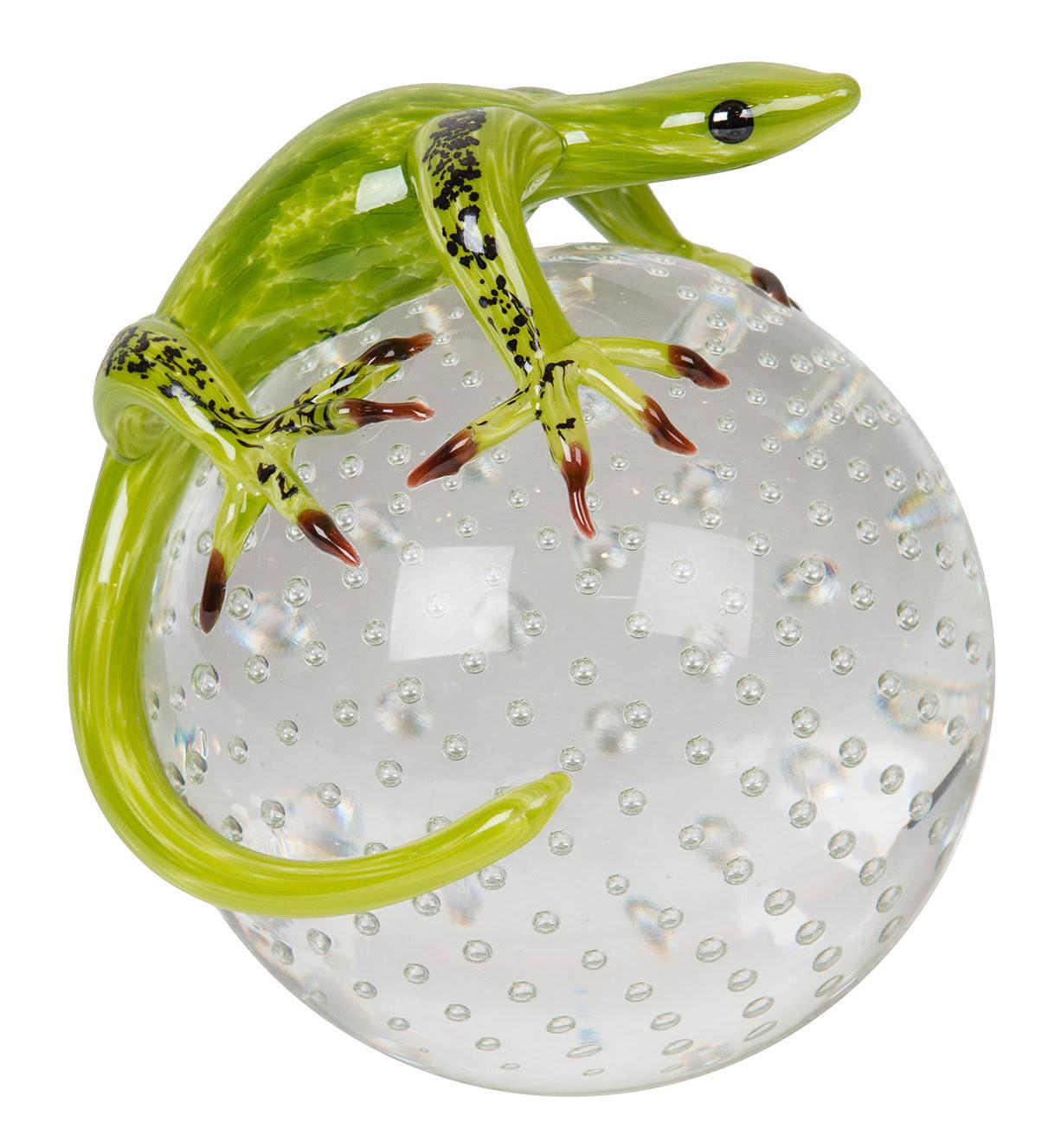 Sphere with Gecko Glass Figurine