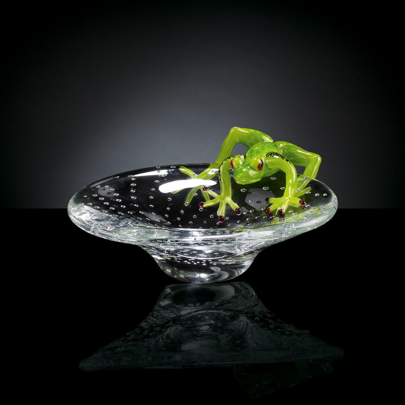 Handcrafted Glass Bowl with Frog