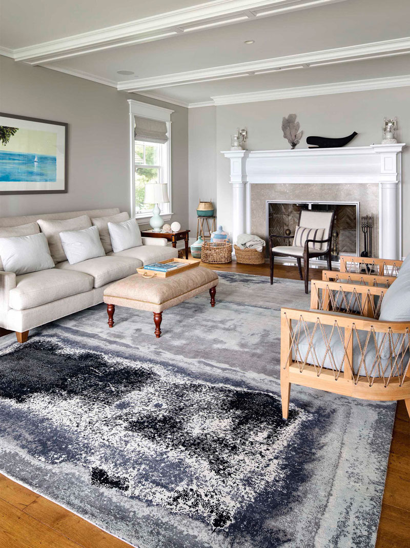 Silver Grey Abstract Rug
