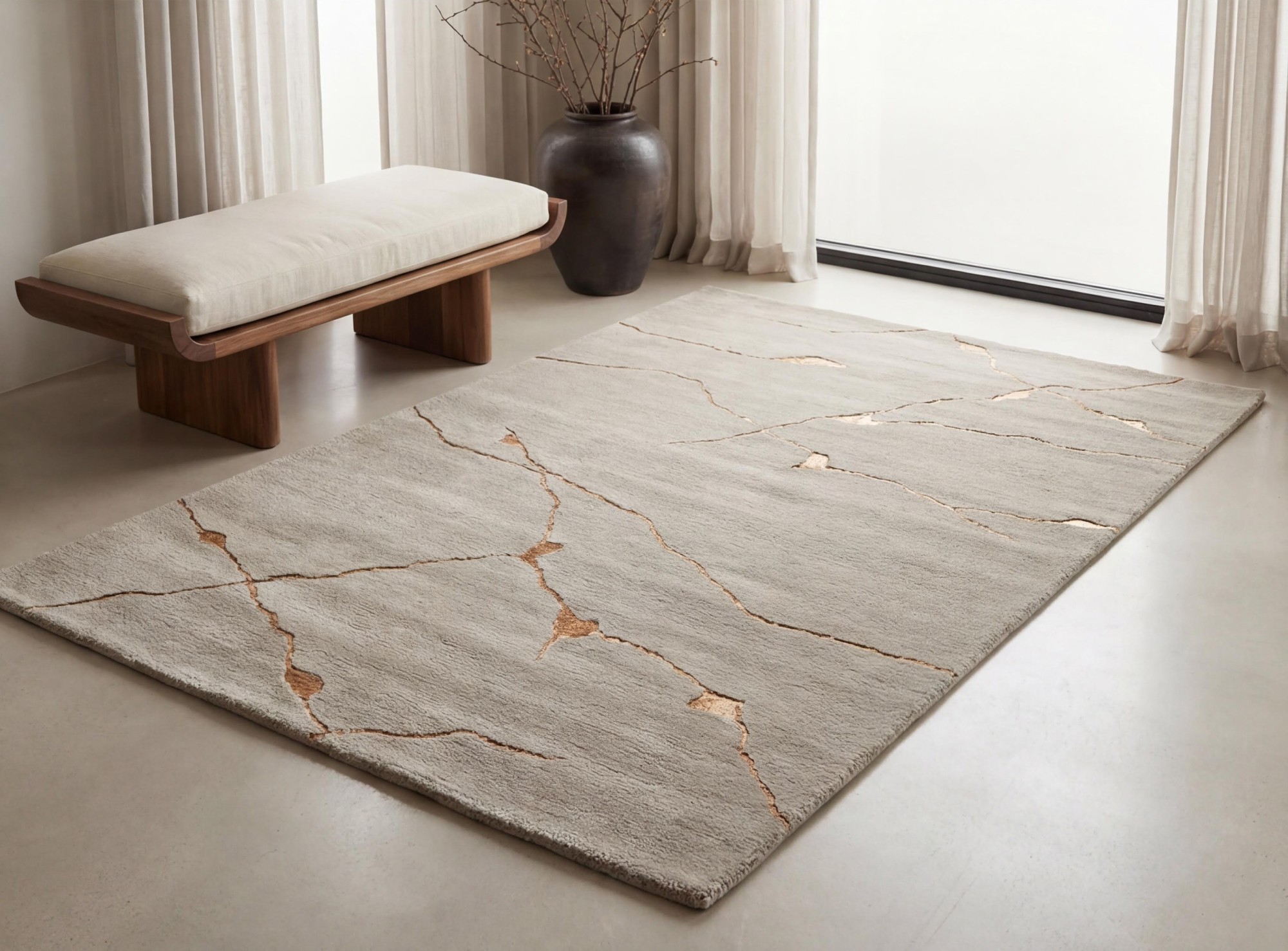 Pale Manuscript Handcrafted Rug