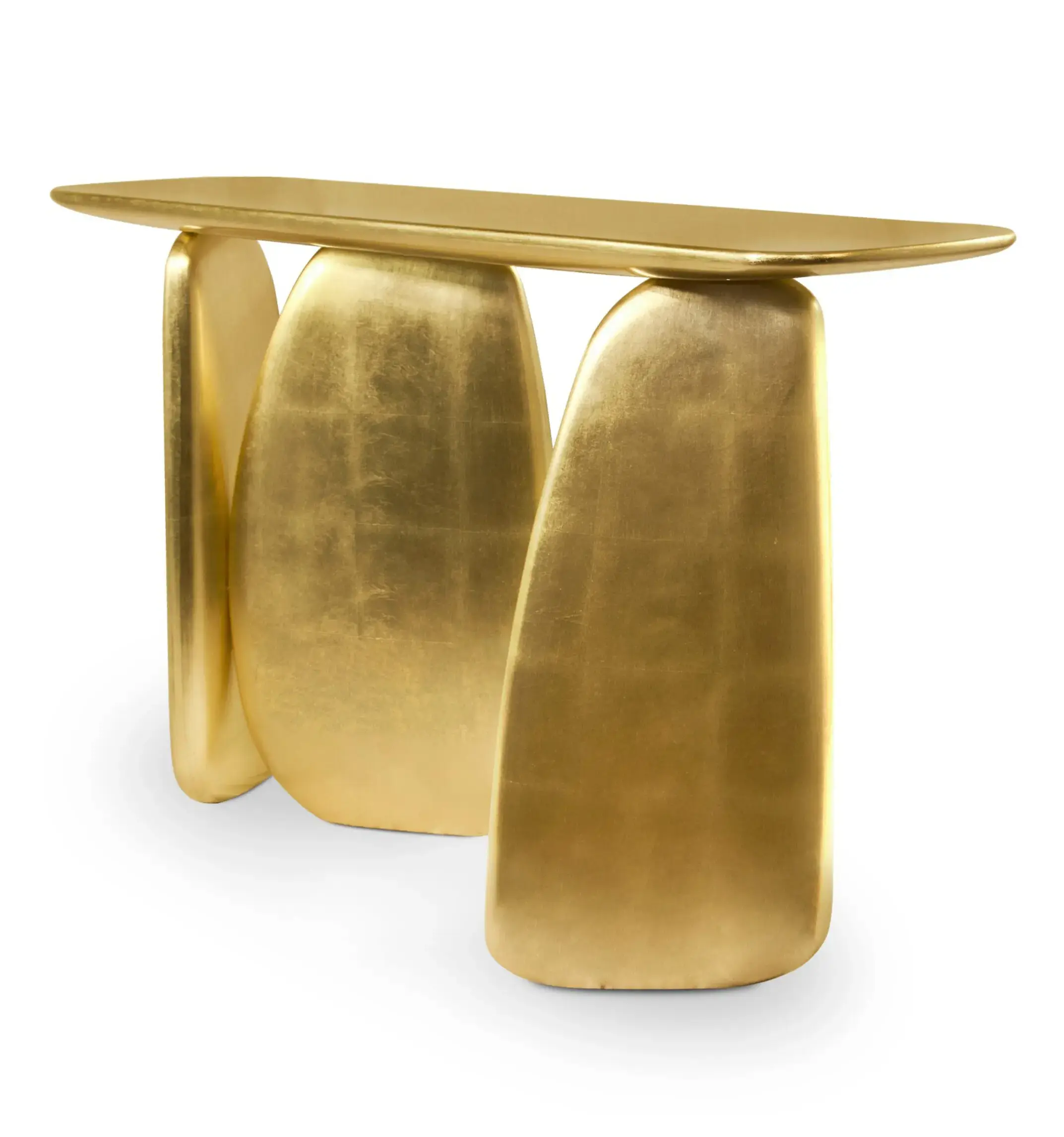 Sculptural Gold Console Table