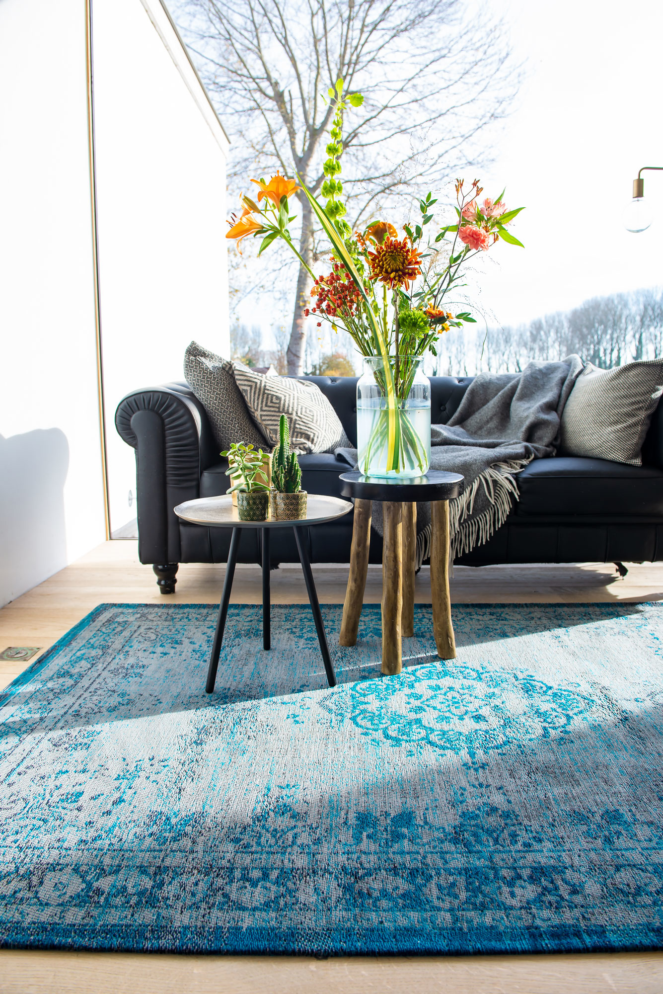 Vintage Style Grey Turquoise Rug | Size: 200 × 280 cm