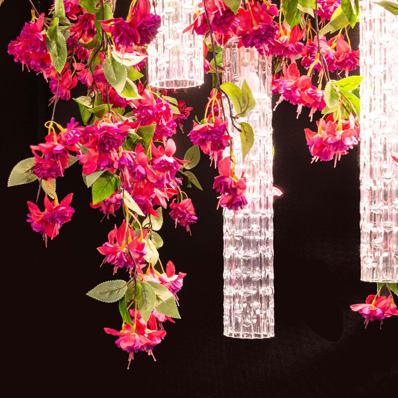Pink Cascade Square Italian Chandelier