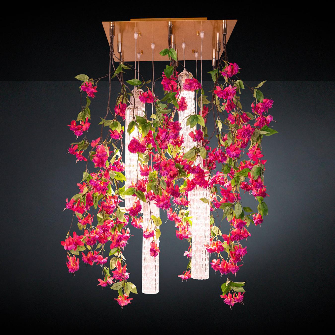 Pink Cascade Square Italian Chandelier