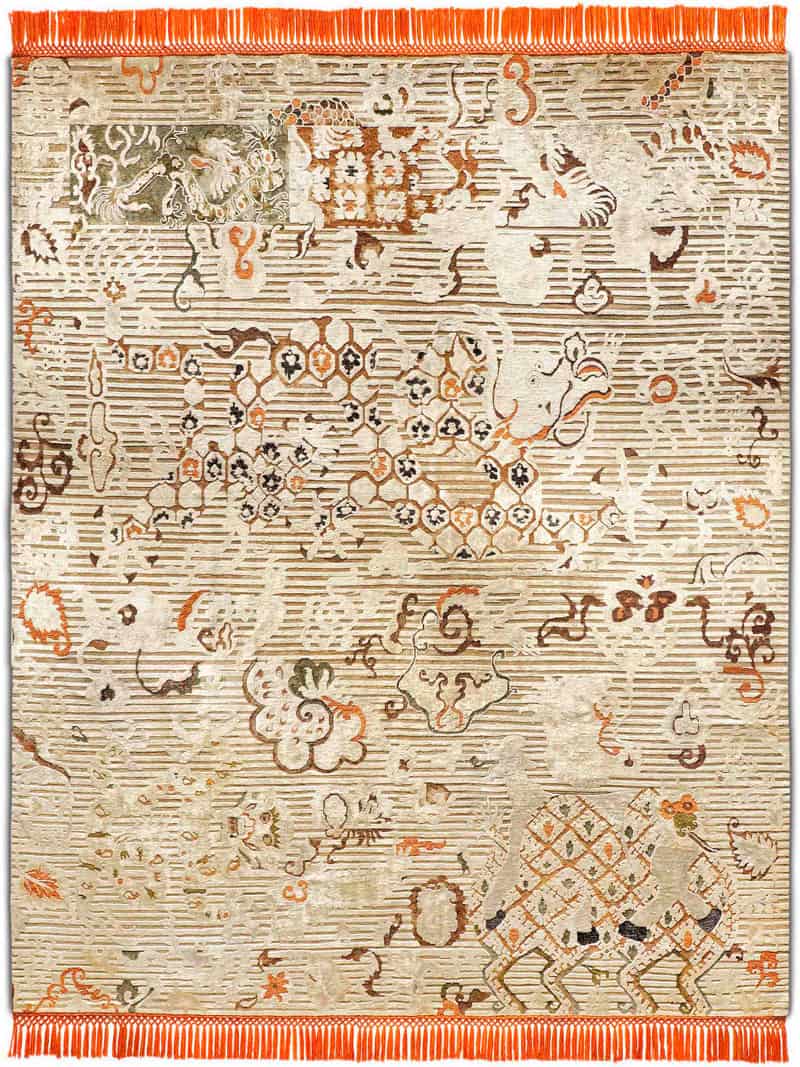 Dragon Orange / Beige Rug | Size: 274 × 365 cm