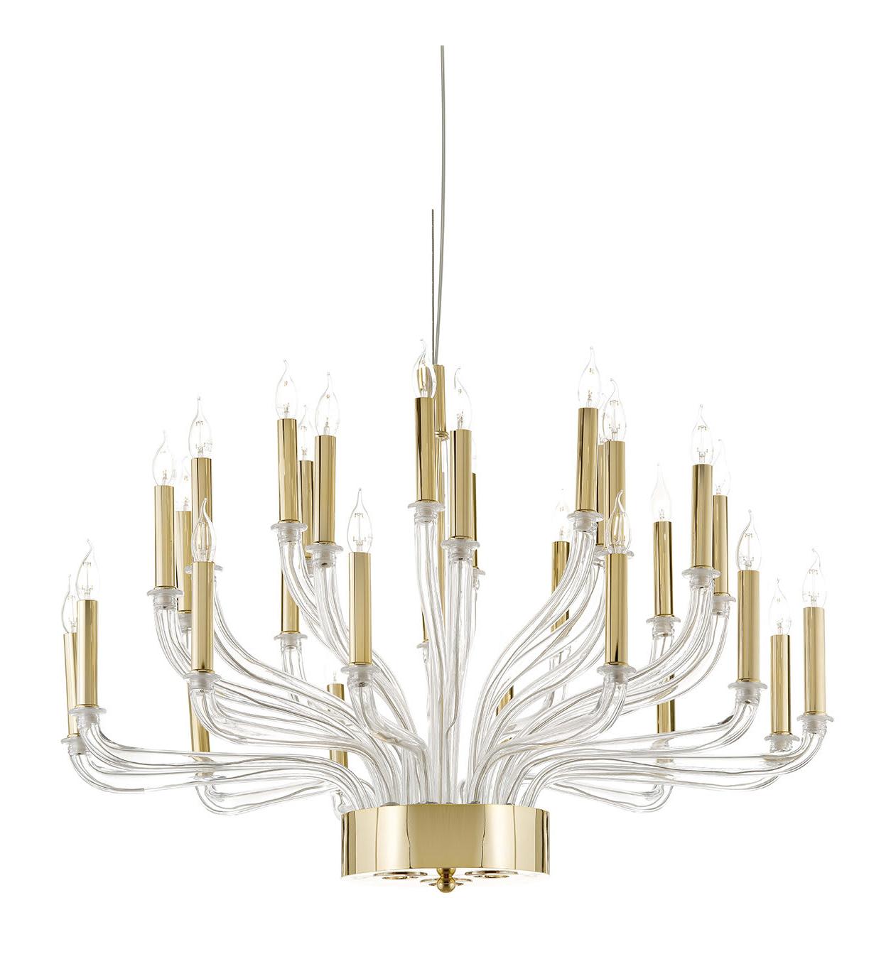 Venetian Glass Arm Chandelier in Gold