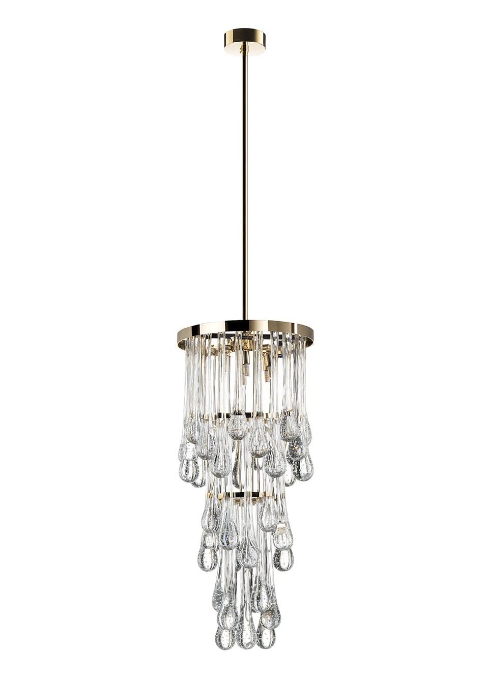 Modern Venetian Droplet Chandelier in Soft Gold