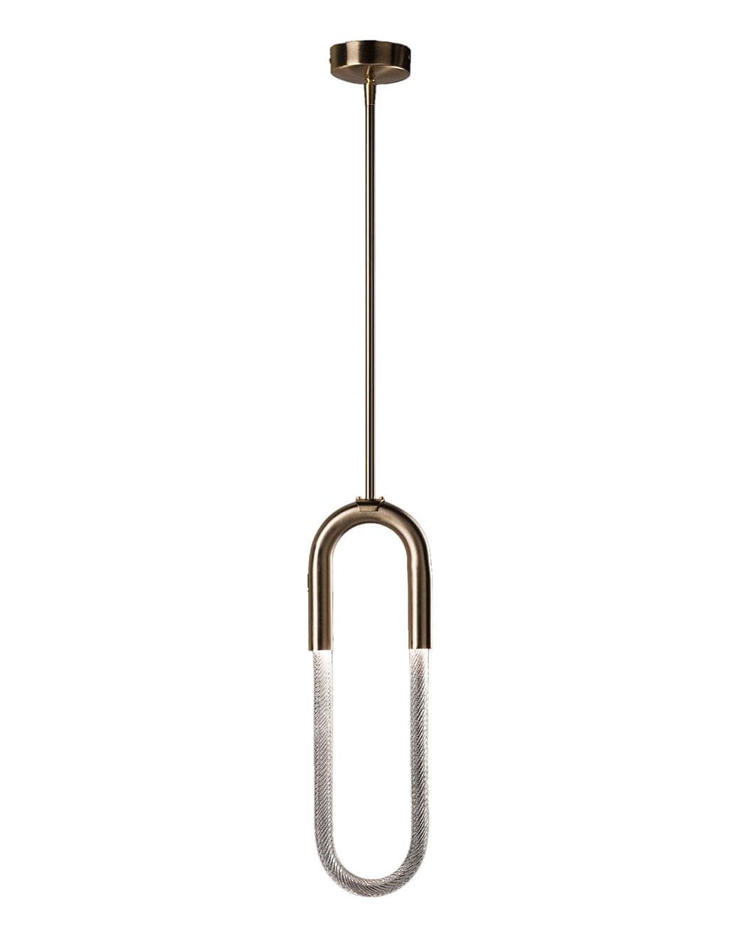 Modern Oval Pendant with Clear Venetian Glass