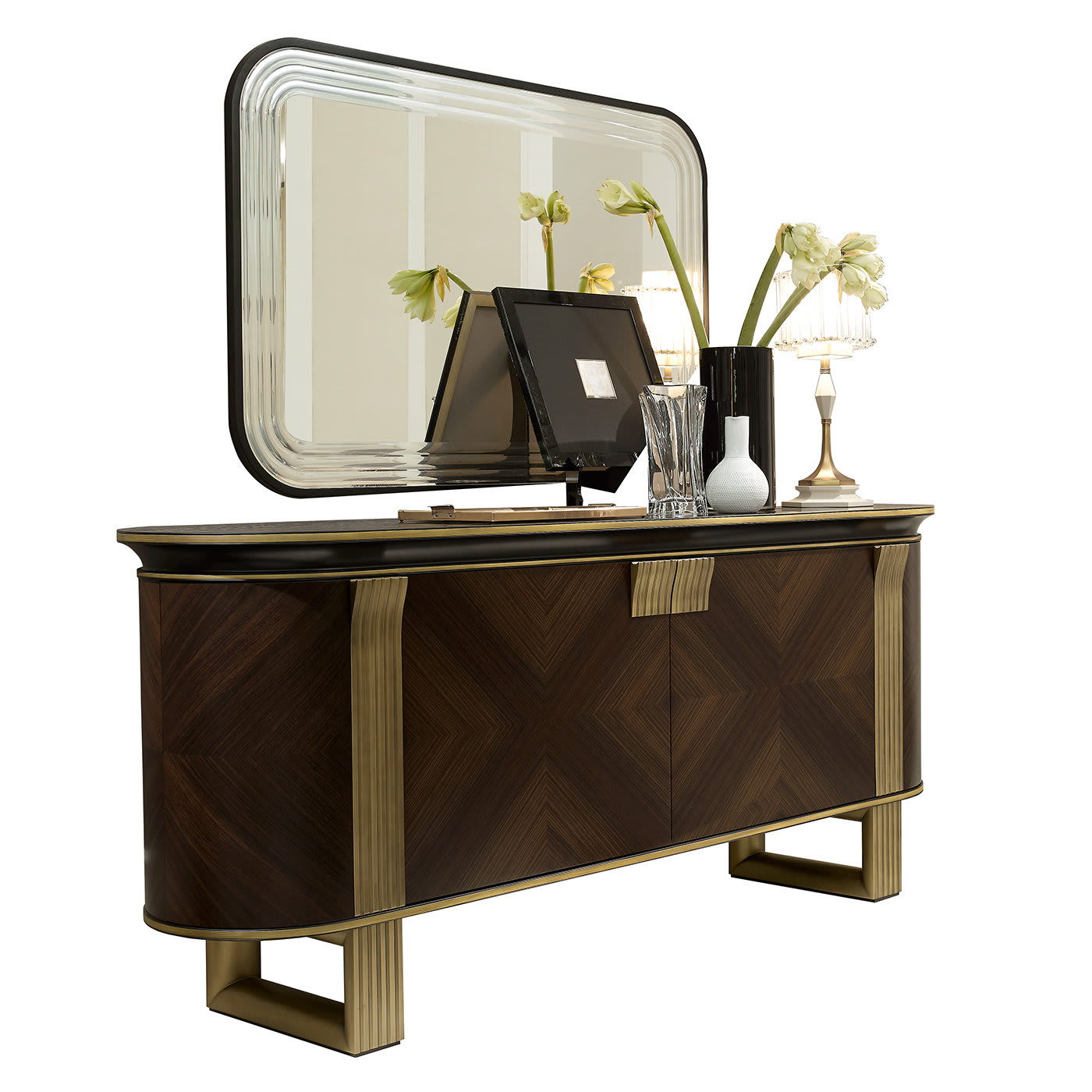 خزانة جانبية إيطالية خشب روزوود | التكوين: With Mirror