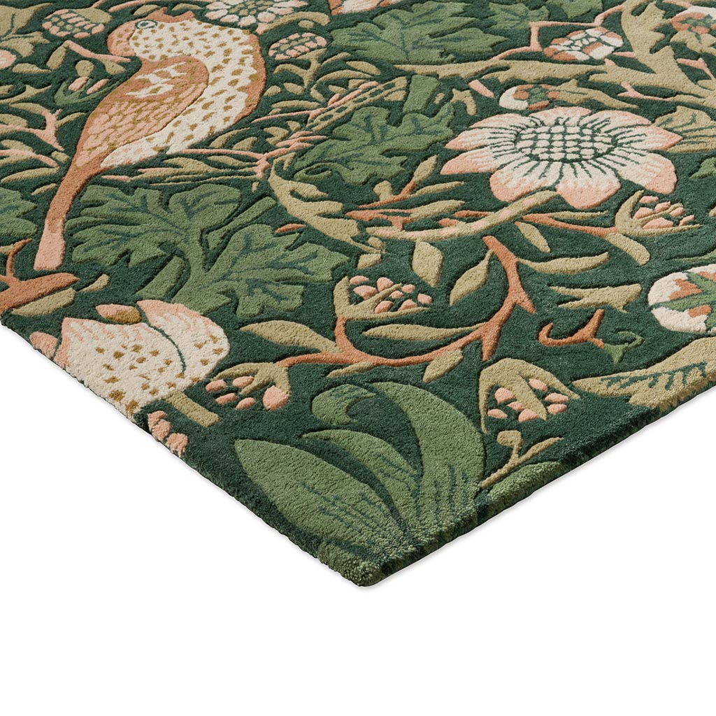 Strawberry Thief Forest Handcrafted Rug | Size: 170 × 240 cm