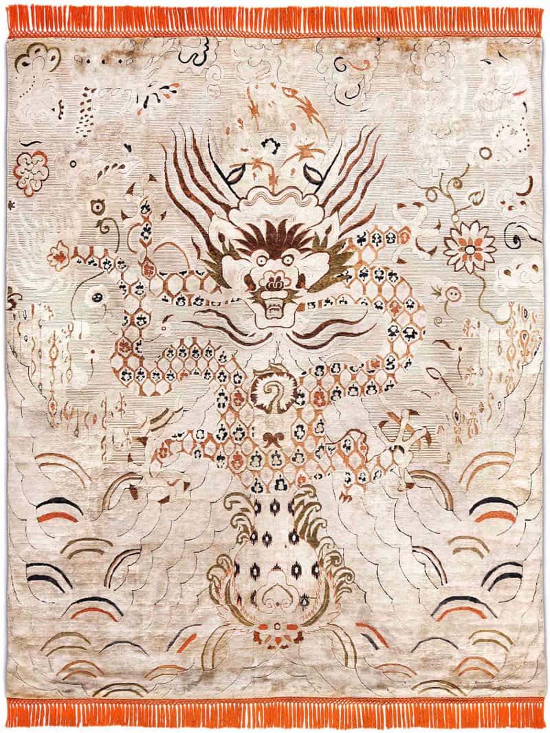 سجادة «دراجون» أورانج/كريم | المقاس: 365 × 457 cm