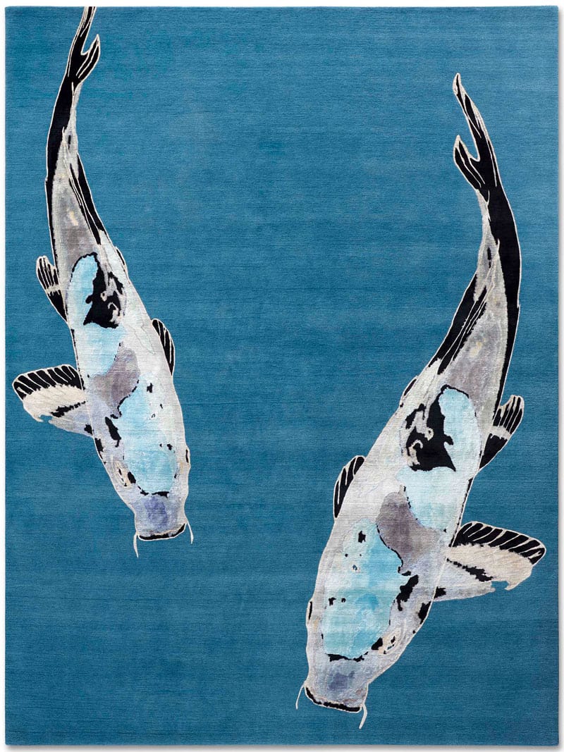 Fish Blue on Turquoise Rug