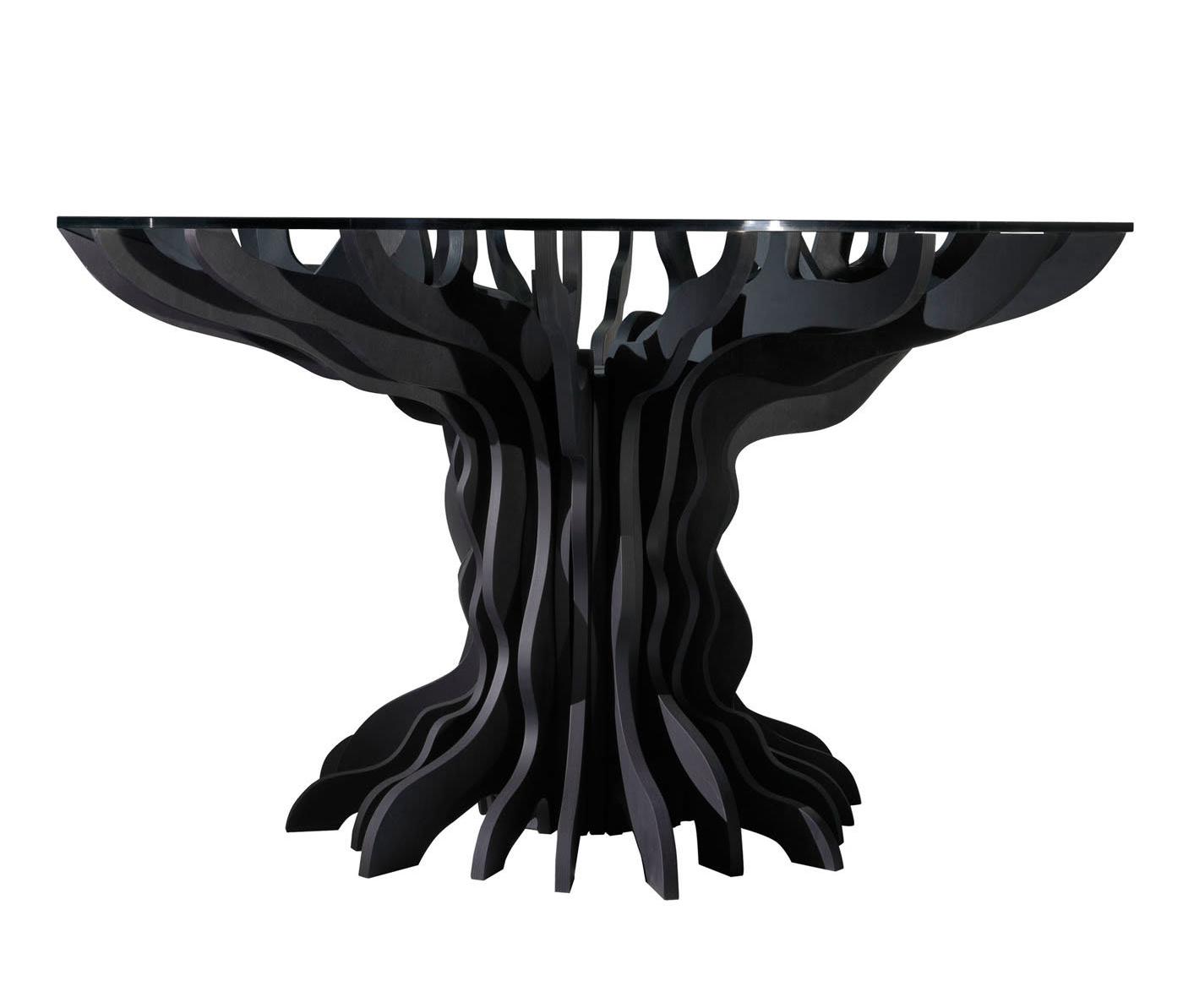 Black Wood & Glass Dining Table