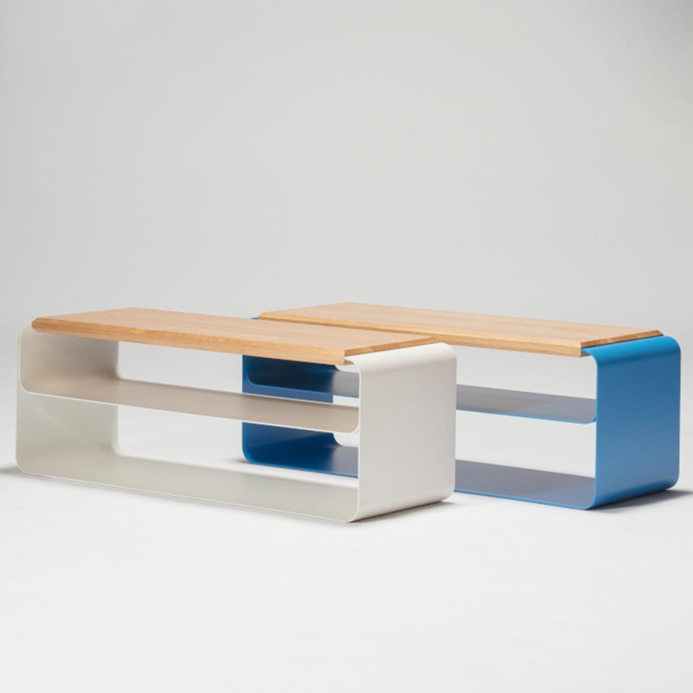 Contemporary Wood &amp; Metal Bench - 2