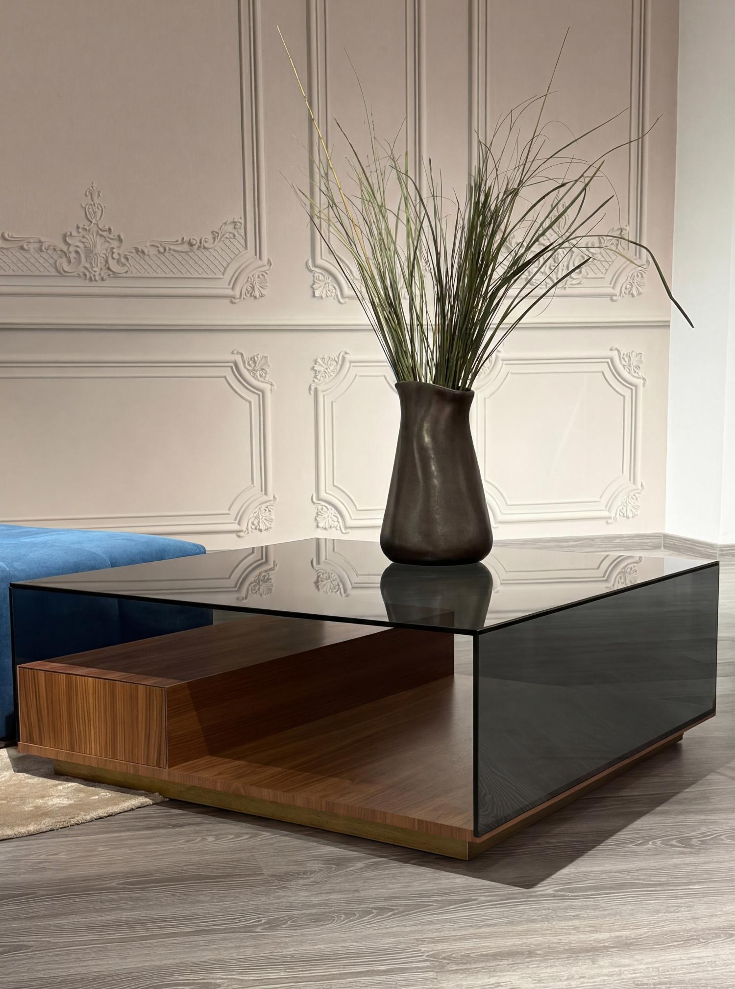 Peter Glass-Top Italian Coffee Table