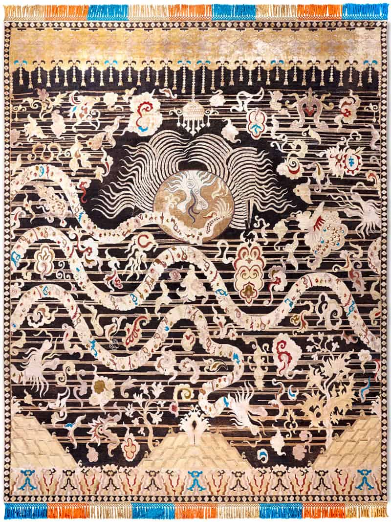 سجادة «دراجون» بلاك/غولد | المقاس: 140 × 210 cm