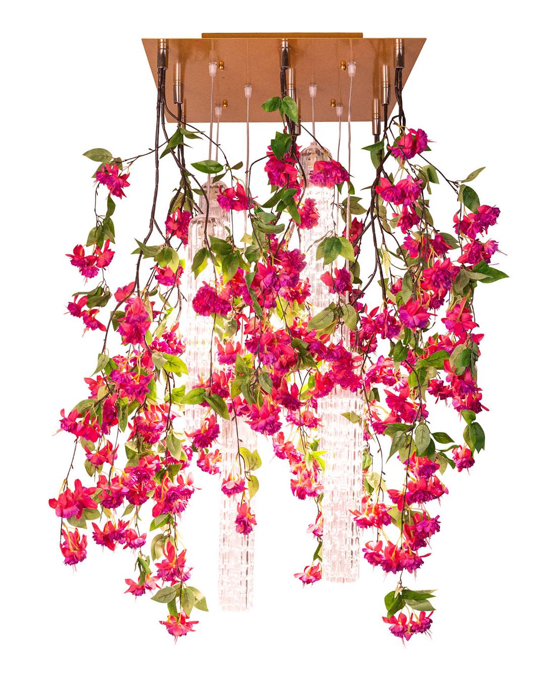 Pink Cascade Square Italian Chandelier