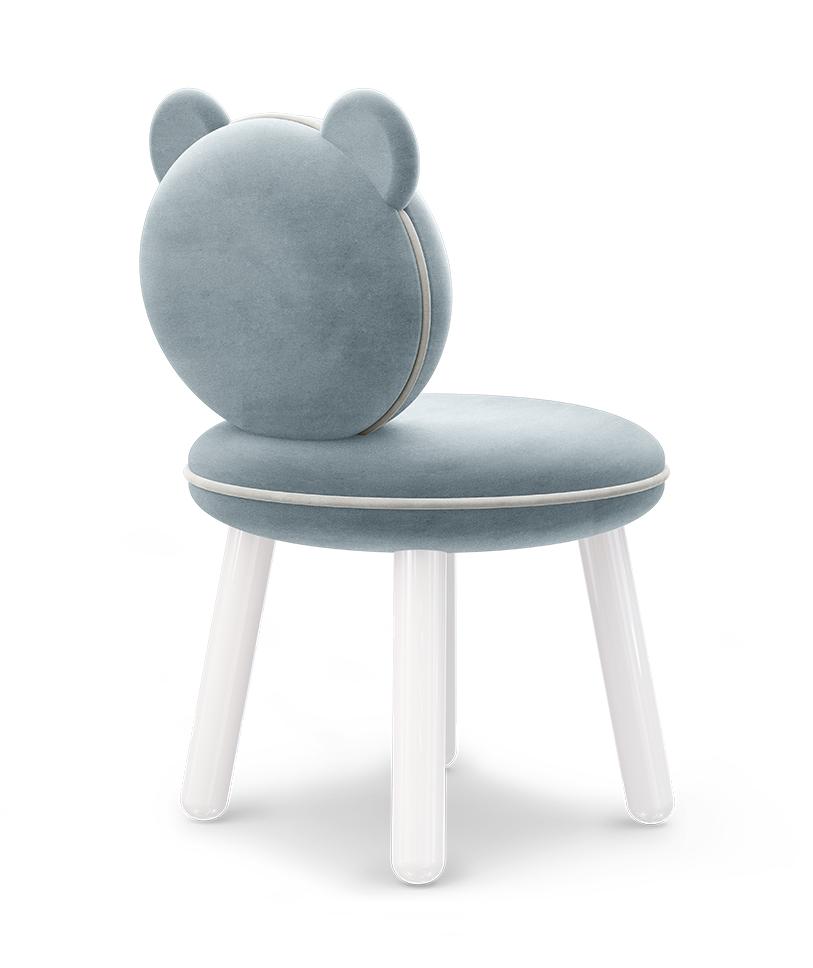Fluffy Bear Kids Chair (Light Blue)