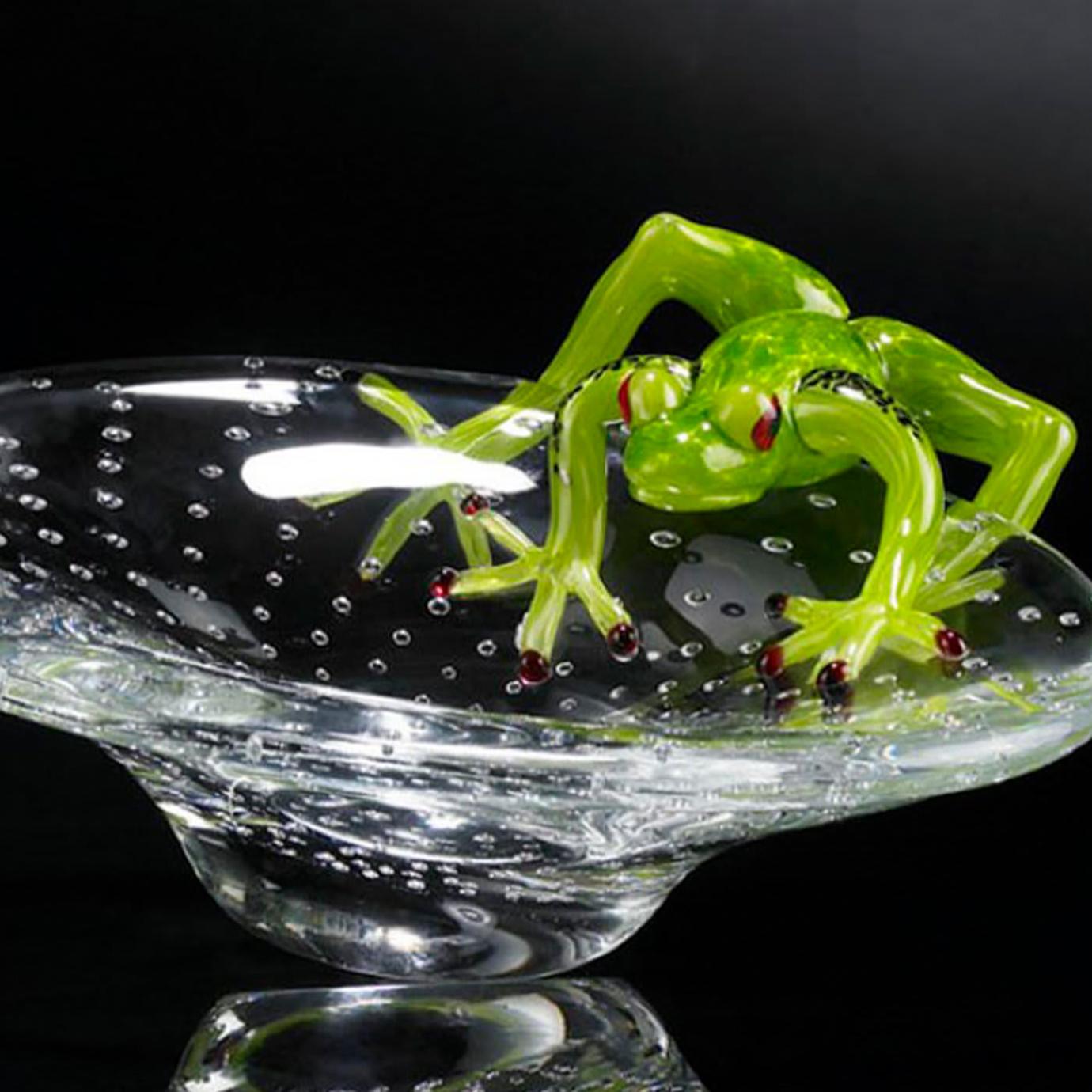 Handcrafted Glass Bowl with Frog