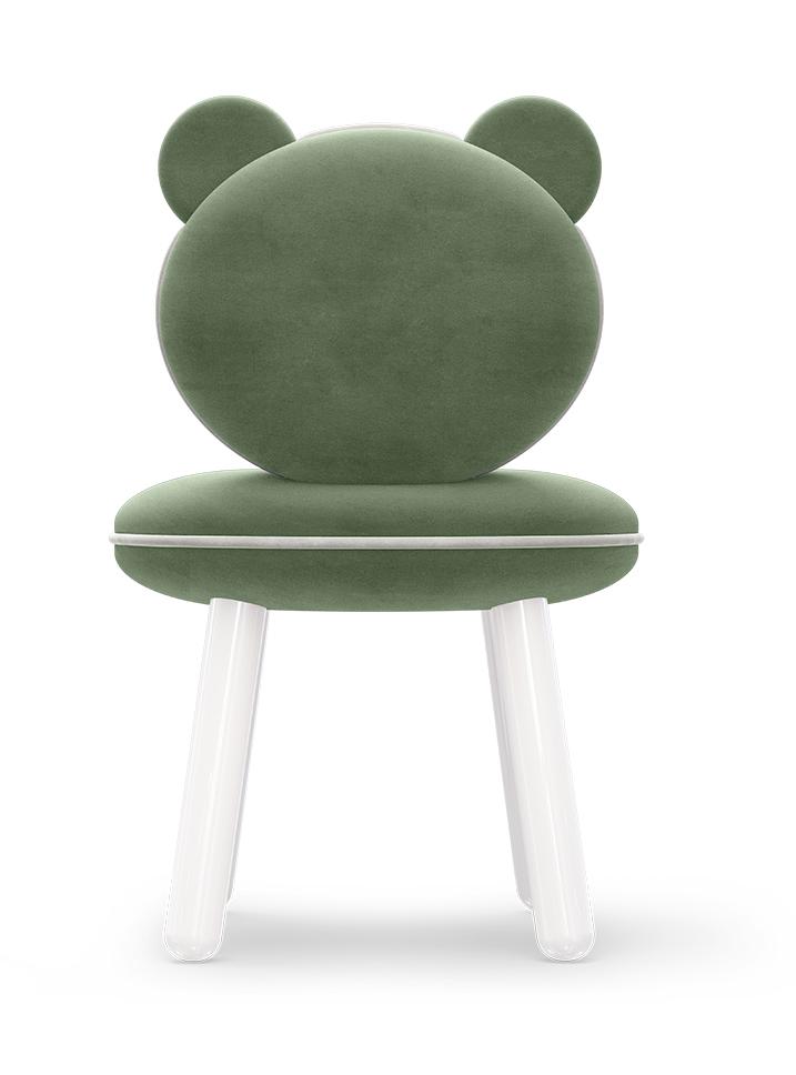 Fluffy Bear Kids Chair (Green)