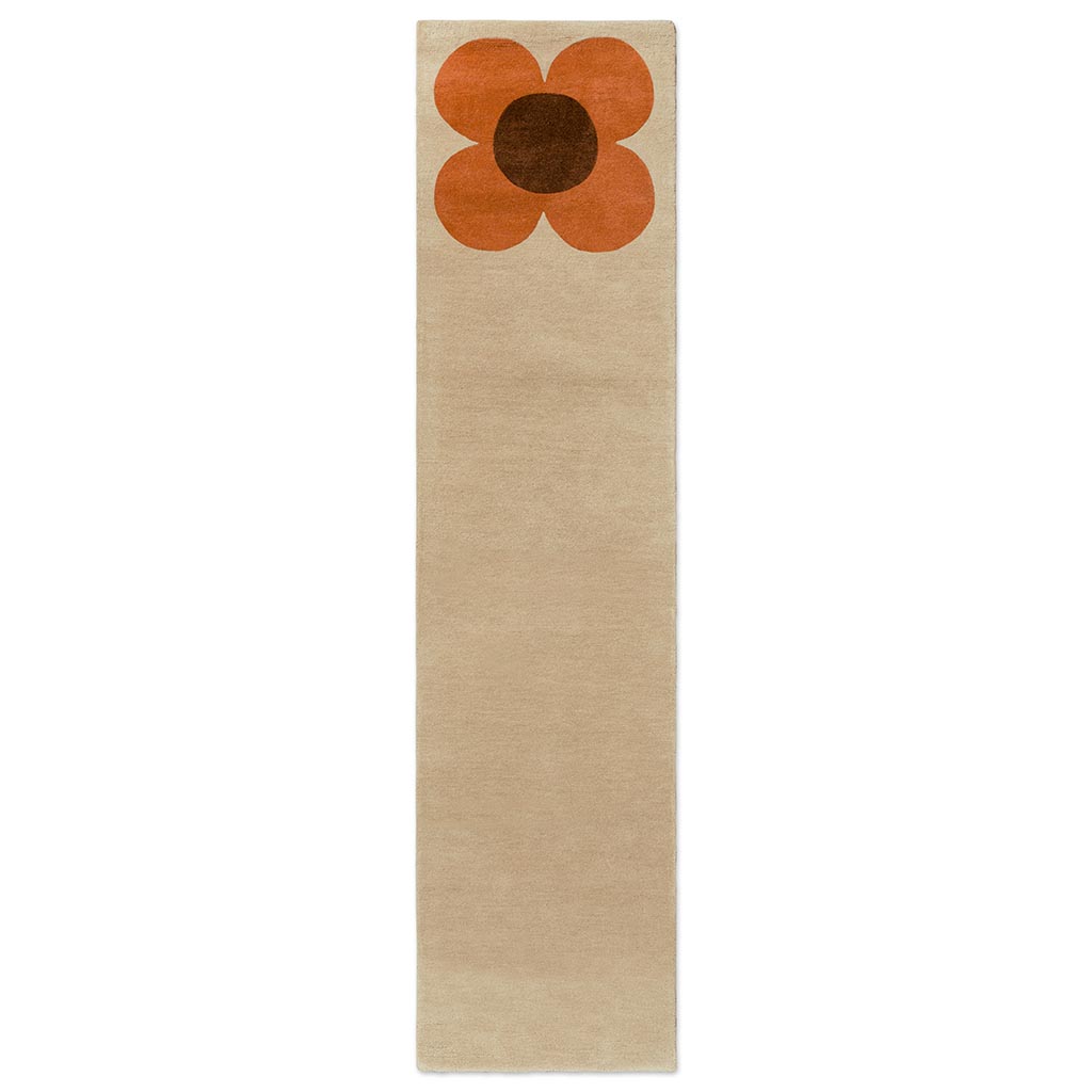 Flower Placement Pumpkin Ecru Premium Rug