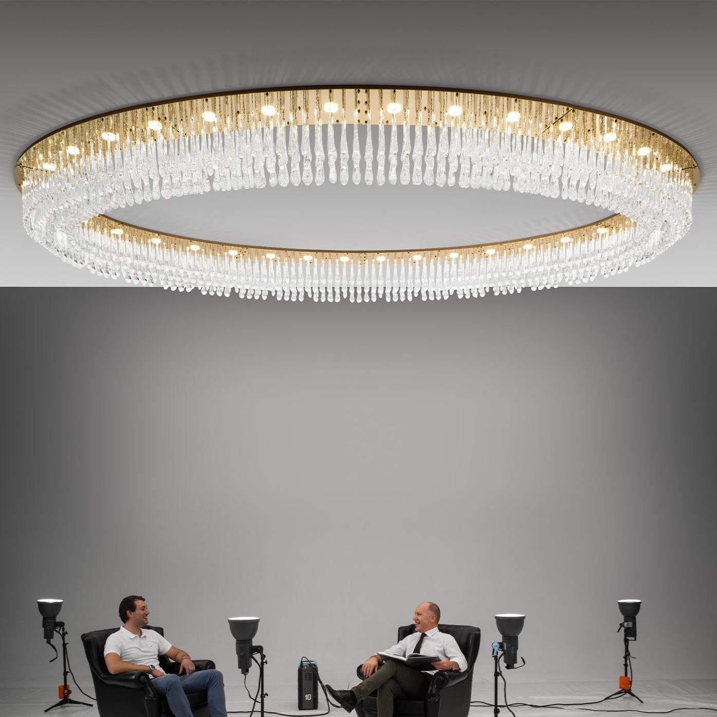 Oval Chandelier with Venetian Drop Glass