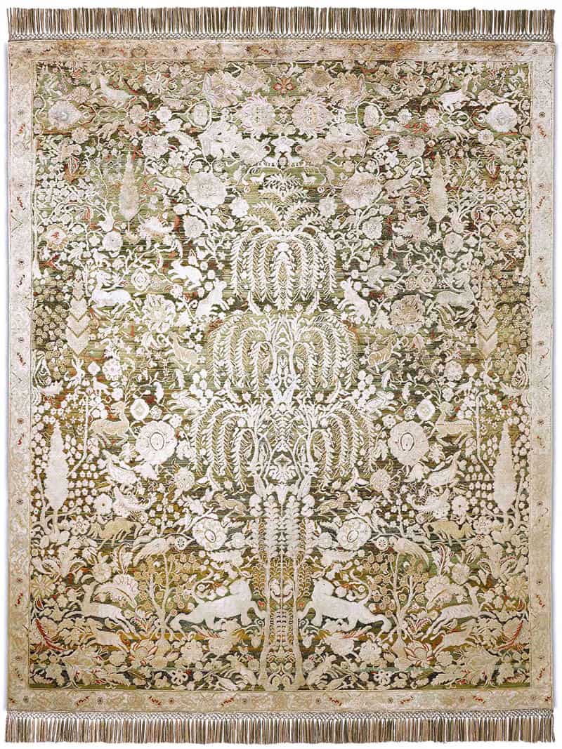 Gold / Green Handmade Rug