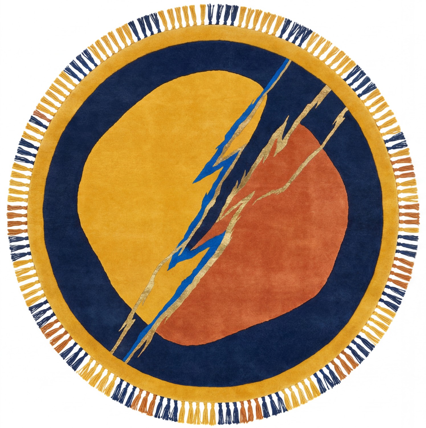 Lightning Crest Gold Round Rug