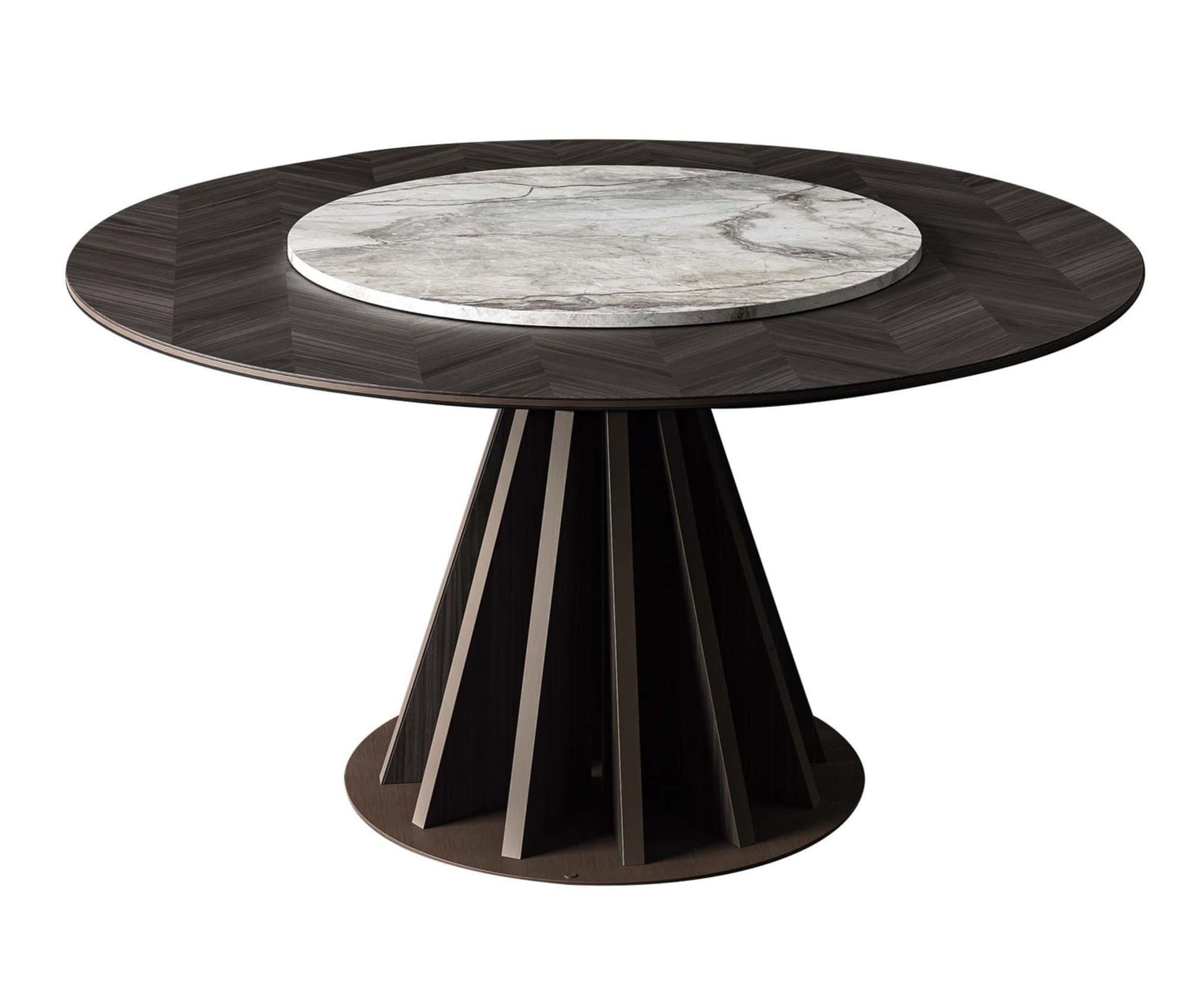 Marble & Wood Table | Configuration: Without Lazy Susan | Dimensions: Ø 180 cm
