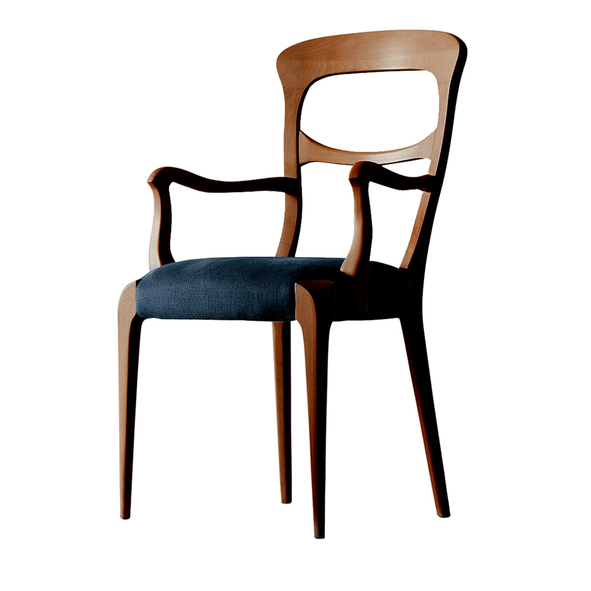 Capotavola Natural Walnut Armchair | Color: Velvet G075 472