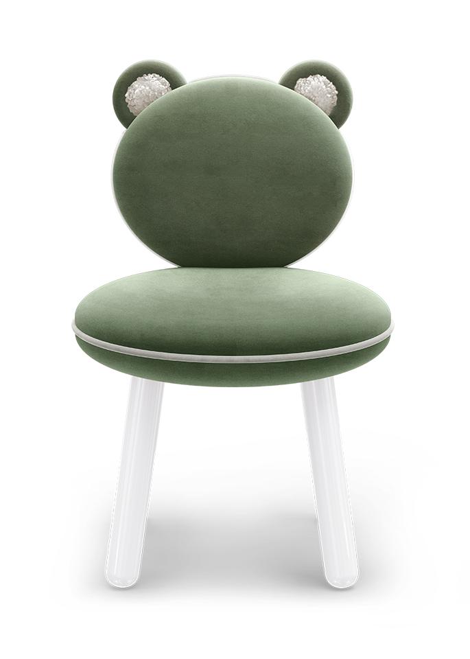 Fluffy Bear Kids Chair (Green)