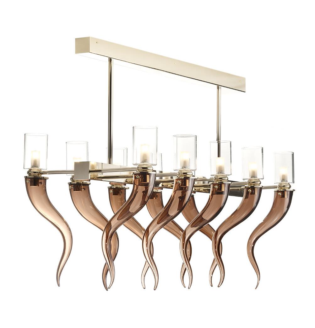 Polished Gold Venetian Glass Chandelier