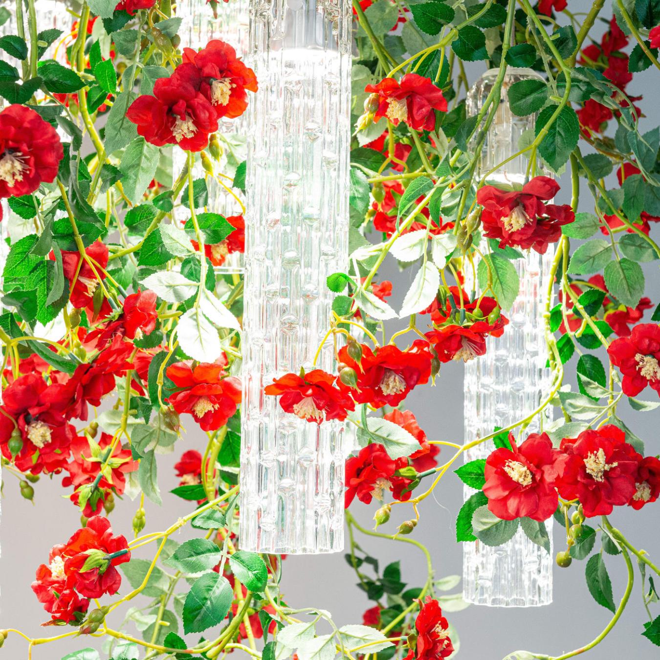 Wil Red Roses Large Italian Chandelier