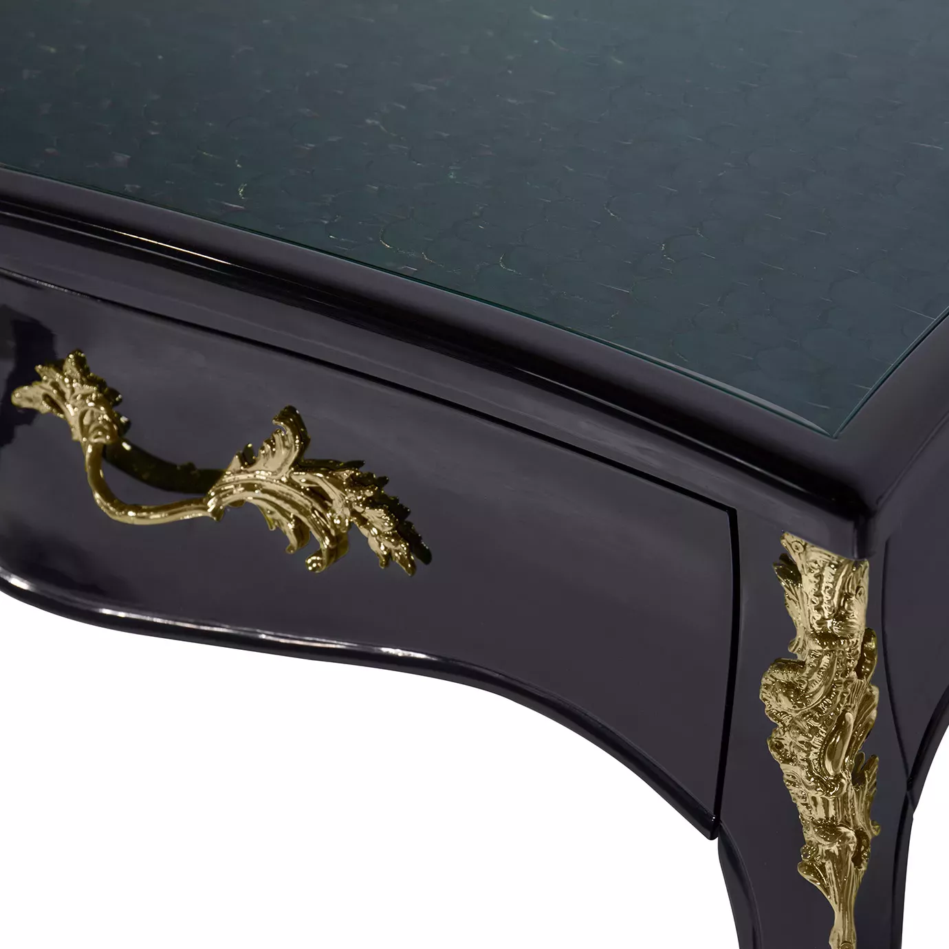 Exotic Peacock Feather Ormolu Desk