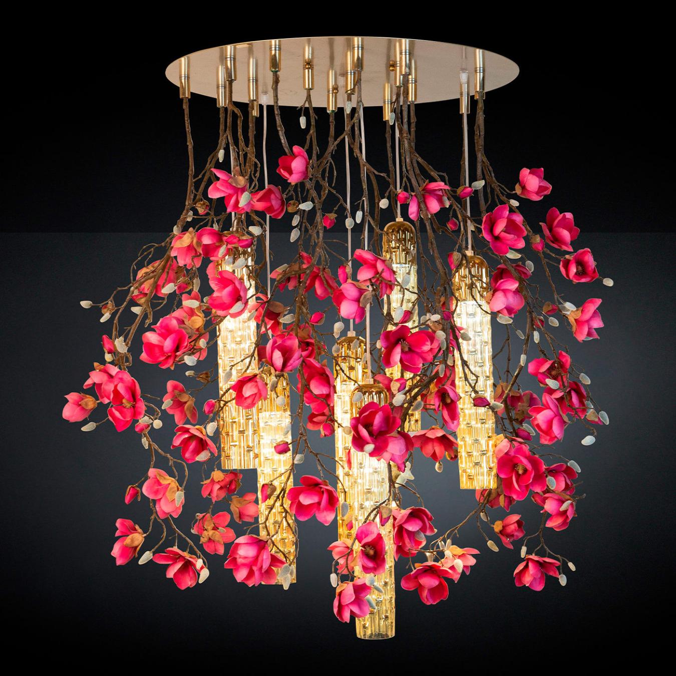 Magnolia Pink Gold Artisan Chandelier