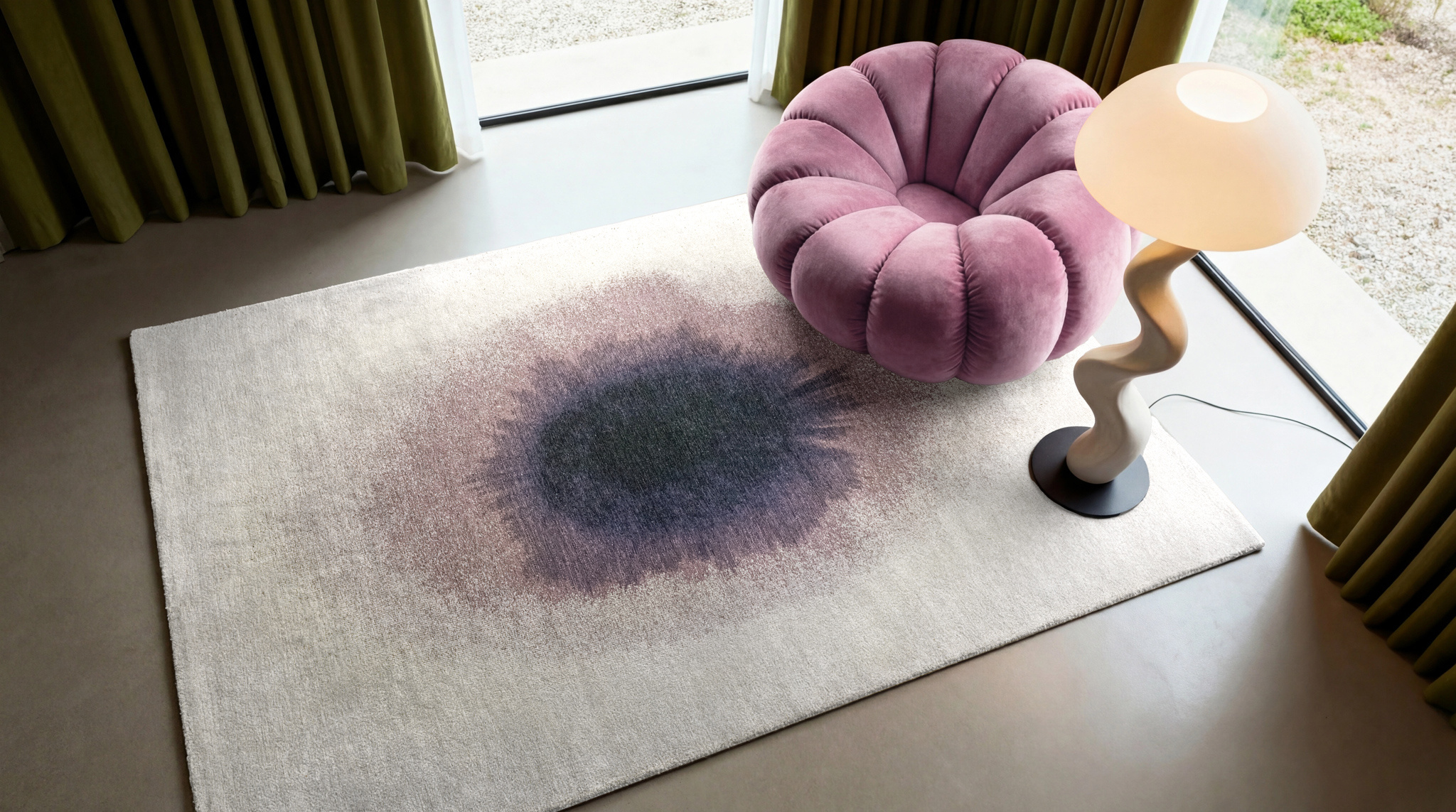 Drop Purple Smoke Belgian Designer Rug | Size: 100 × 140 cm