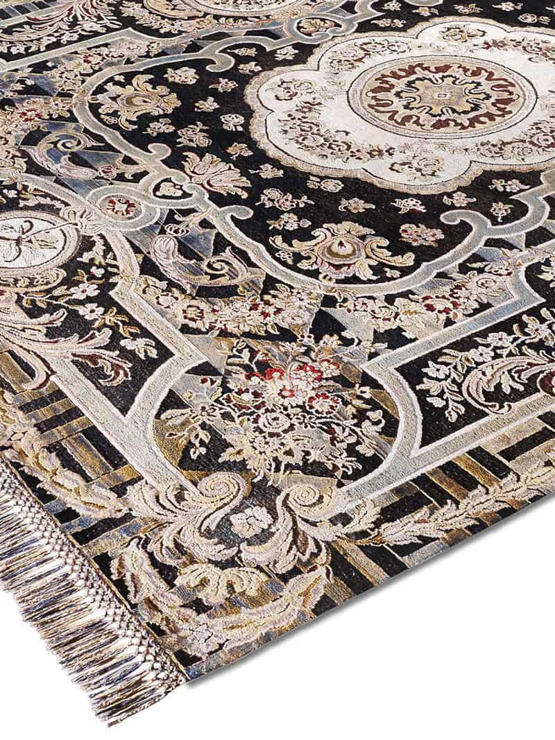 Aubusson Black Rug | Size: 183 × 274 cm