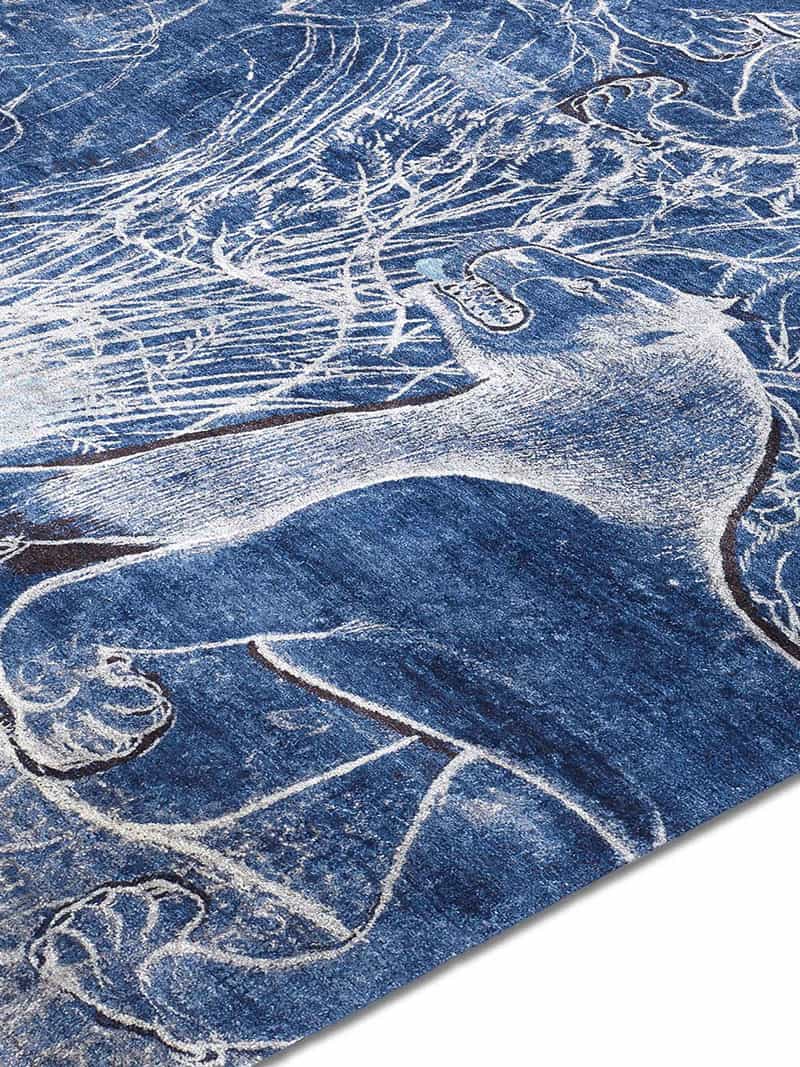 Two Lions Navy Rug