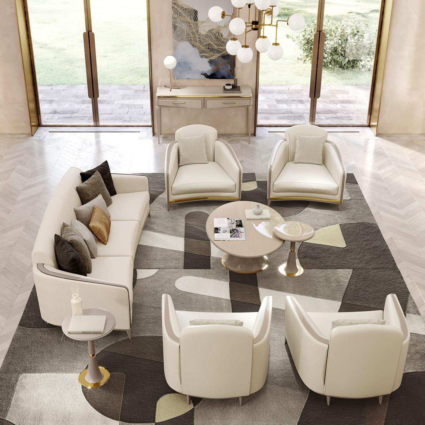 Elegance Beige 3-Seat Sofa | Configuration: Without Cushions