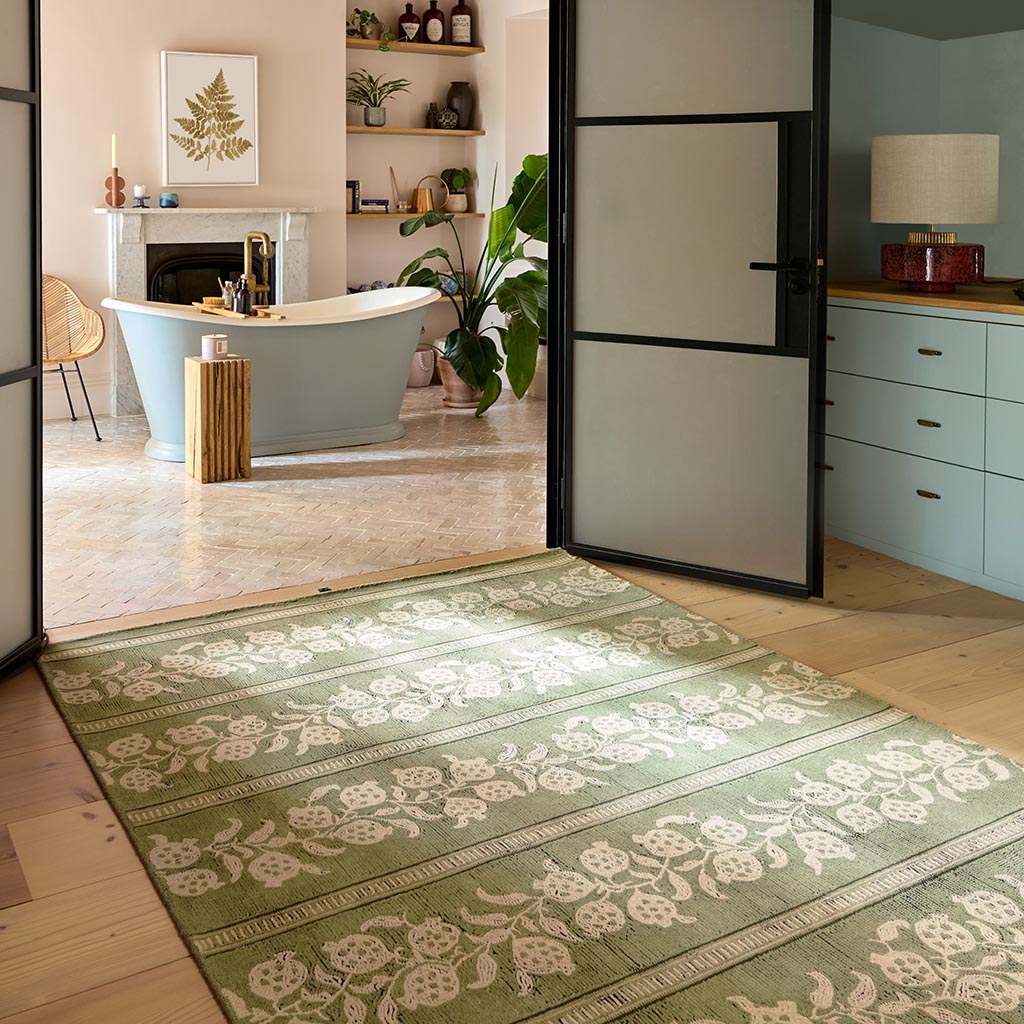 Anaar Forest Green Artisan Rug | Size: 200 × 280 cm