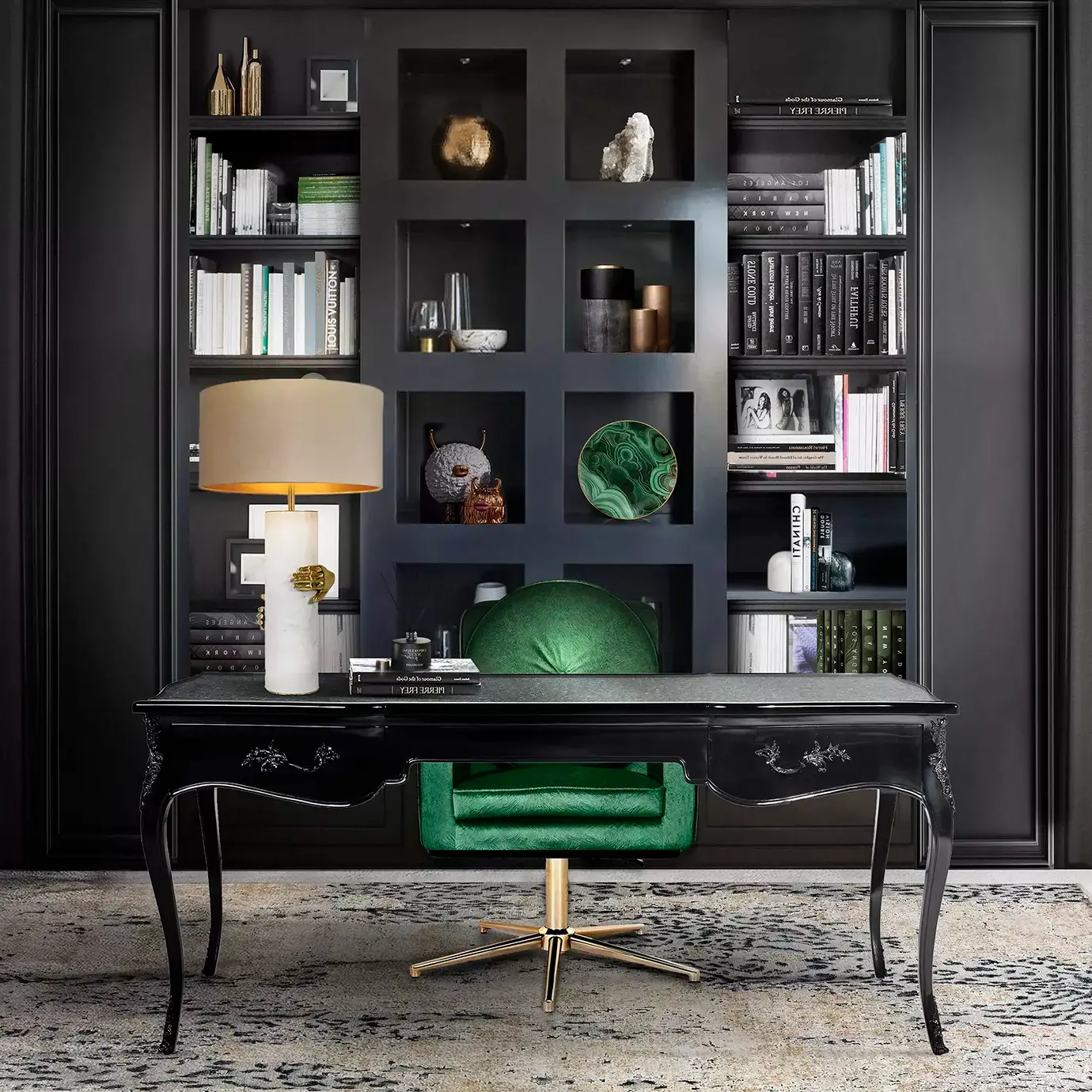 Exotic Peacock Feather Ormolu Desk