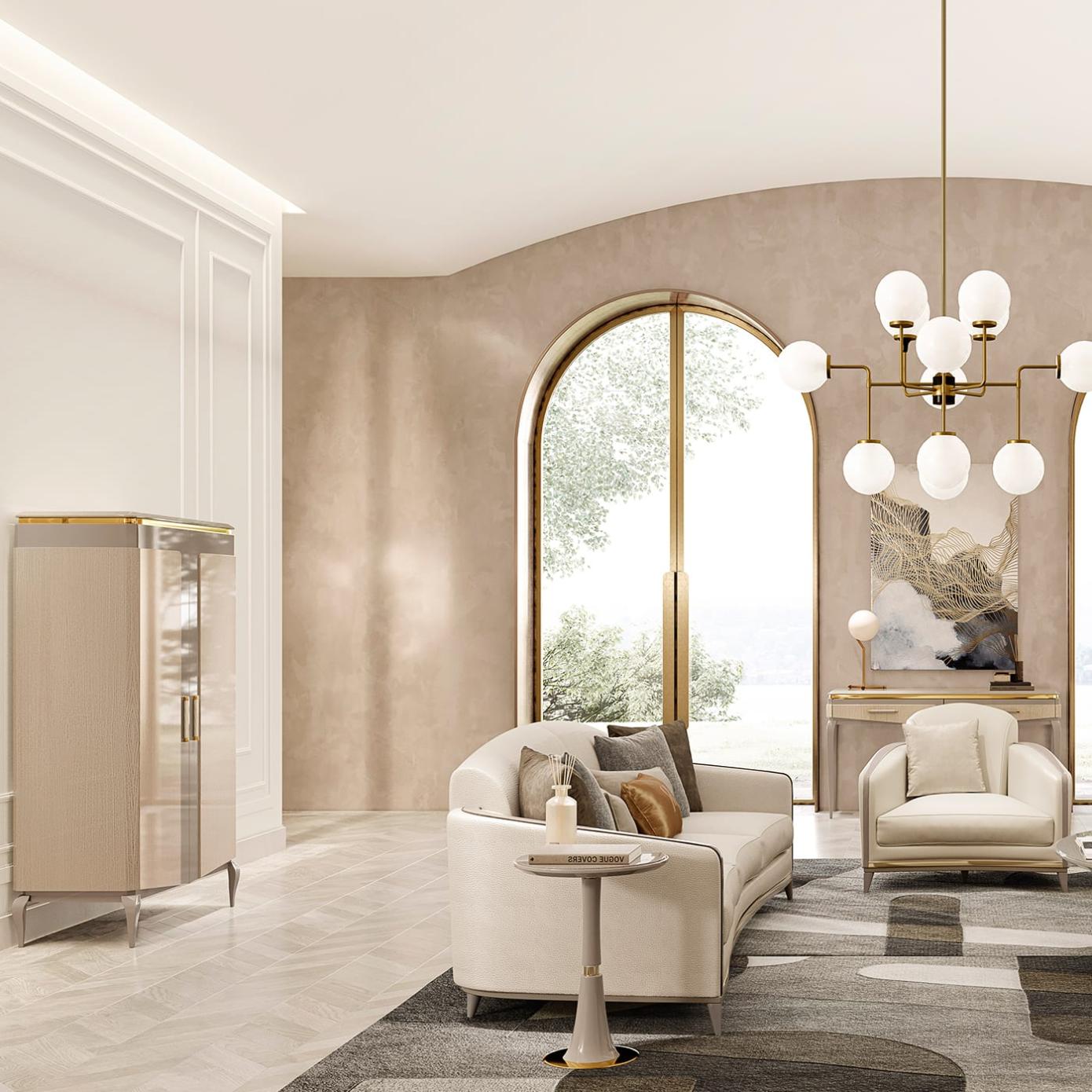 Elegance Beige 3-Seat Sofa | Configuration: Without Cushions