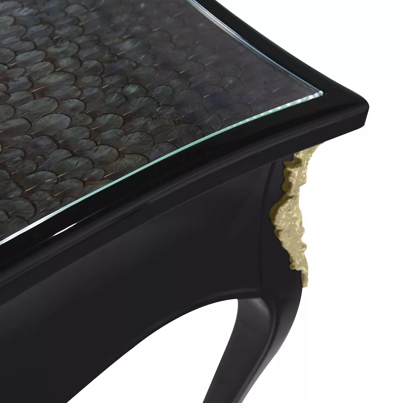 Exotic Peacock Feather Ormolu Desk